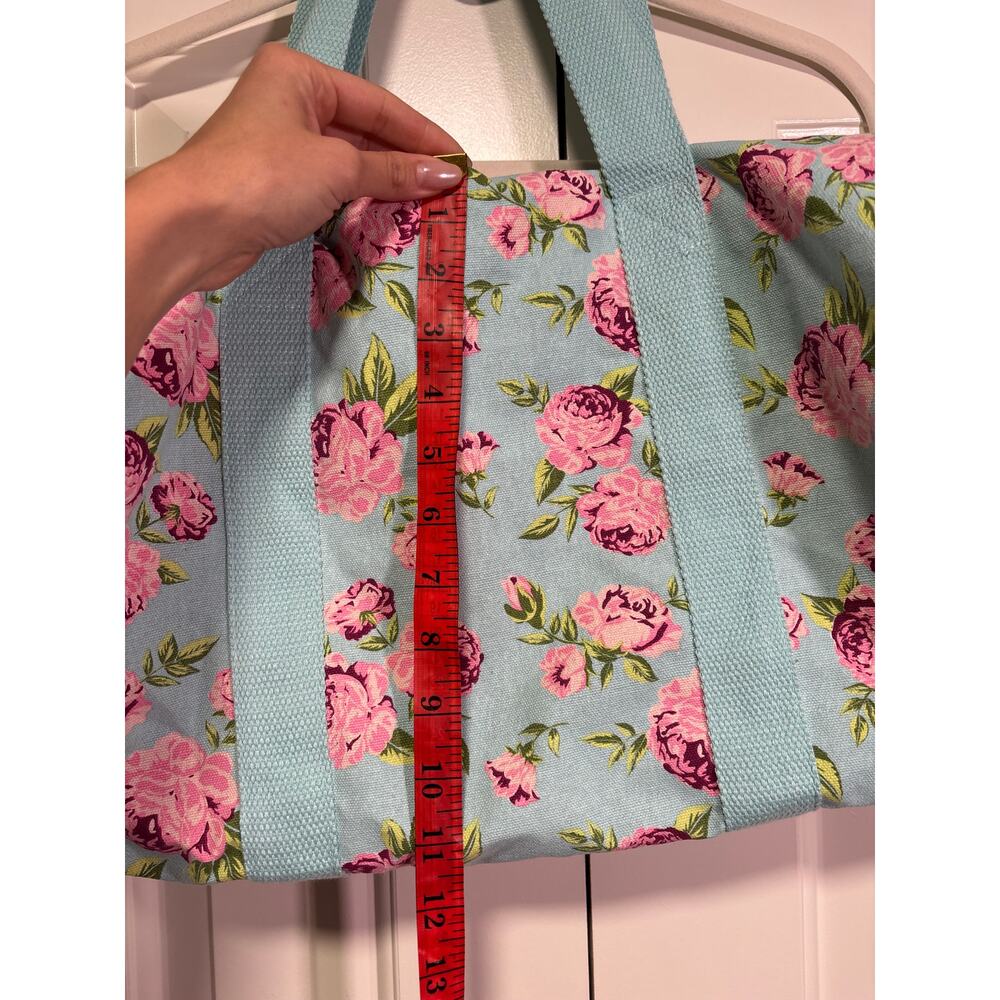 Floral Canvas Duffle Bag with Pink Roses - Picture 3 of 8